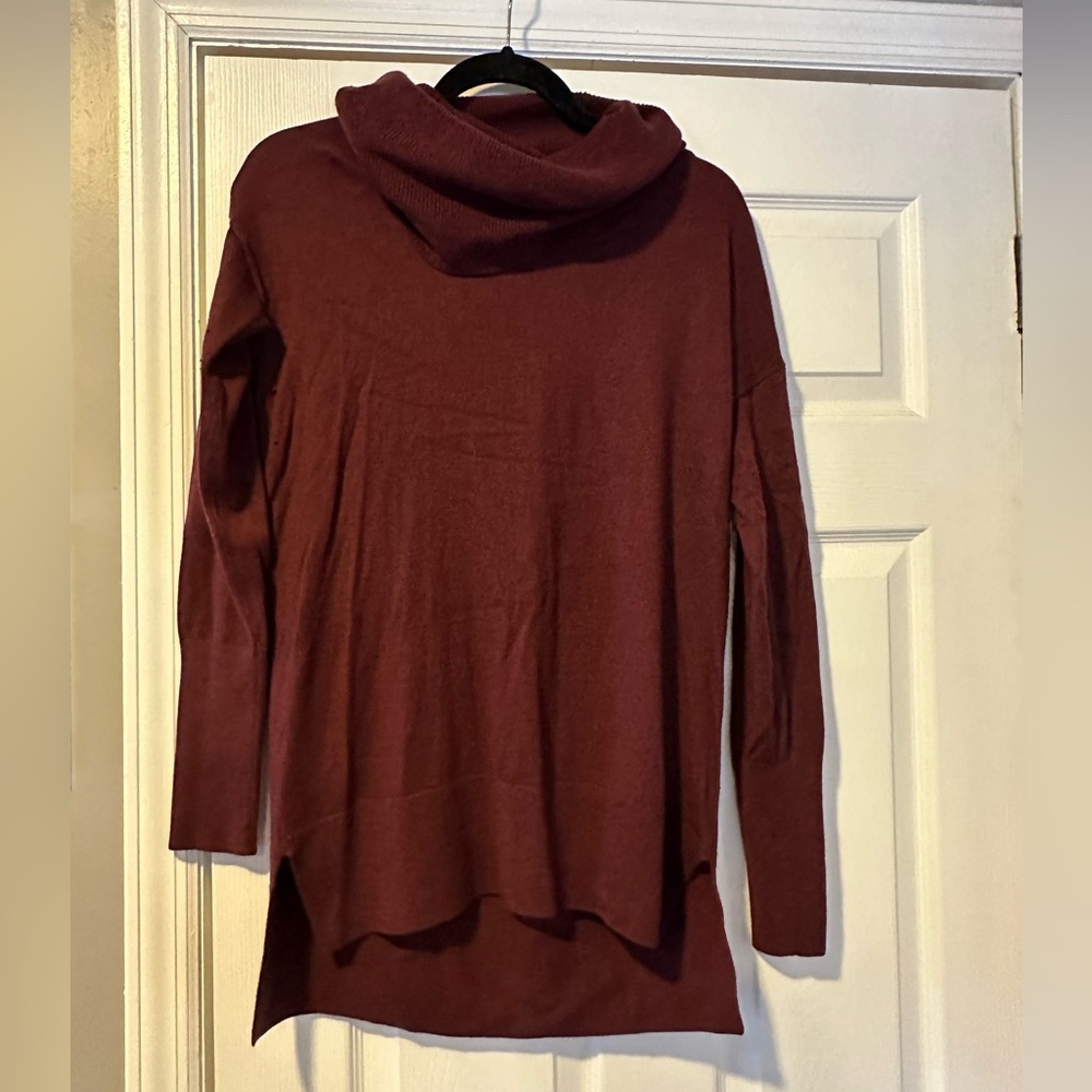 Loft Burgundy High Low Cowl Neck Sweater Size Medium